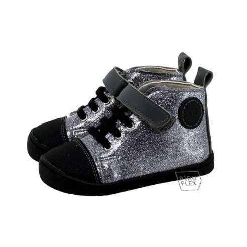 PF186 BOTA ELASTICOVELCRO GLITTER NEGRO-GRIS