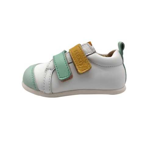 0152-H SNEAKER COMBI VELCROS BLANCO-MENTA-AMARILLO