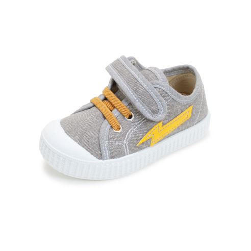 BASQUET VELCROELAST BORDADO GRIS-AMARILLO