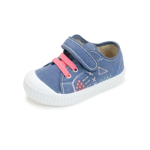 BASQUET VELCROELAST BORDADO JEANS-FUCSIA